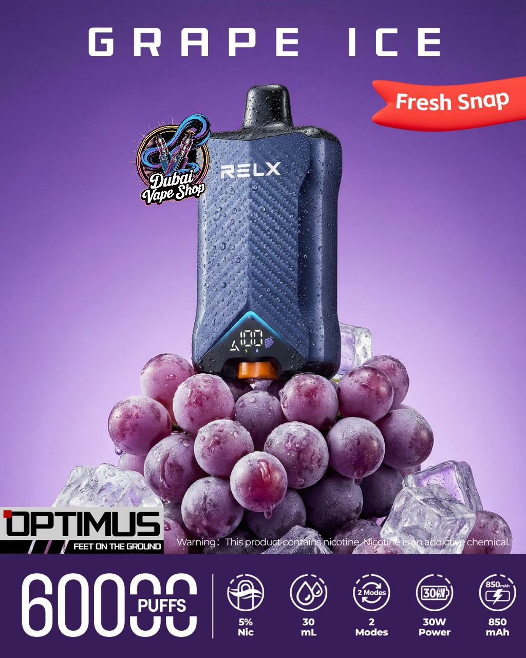 RELX Optimus 60000 Puffs Disposable Vape 50mg in UAE