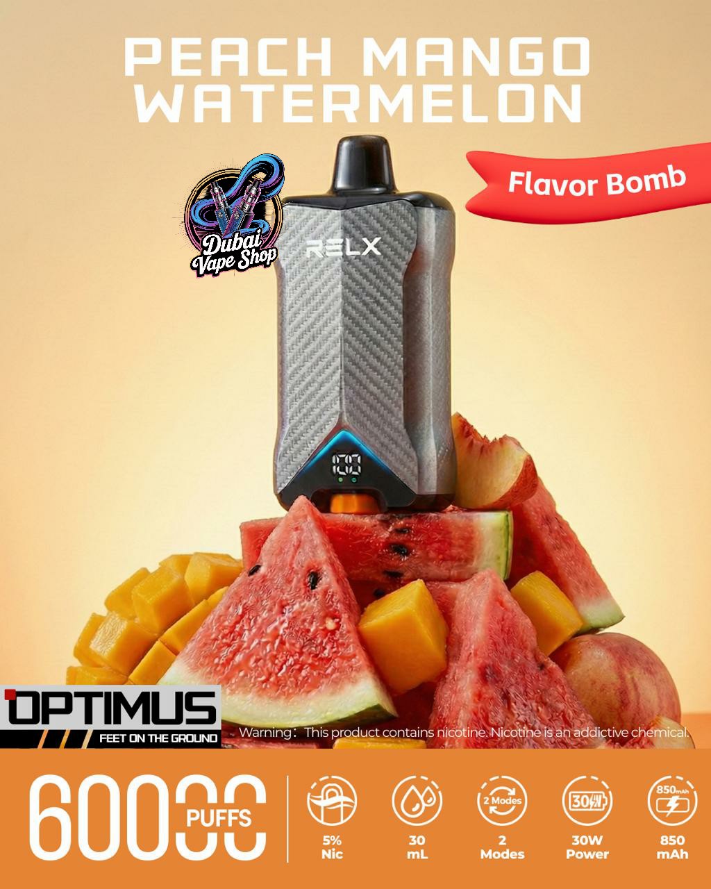 RELX Optimus 60000 Puffs Disposable Vape 50mg in UAE