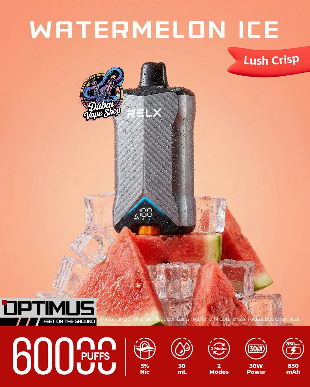 RELX Optimus 60000 Puffs Disposable Vape 50mg in UAE
