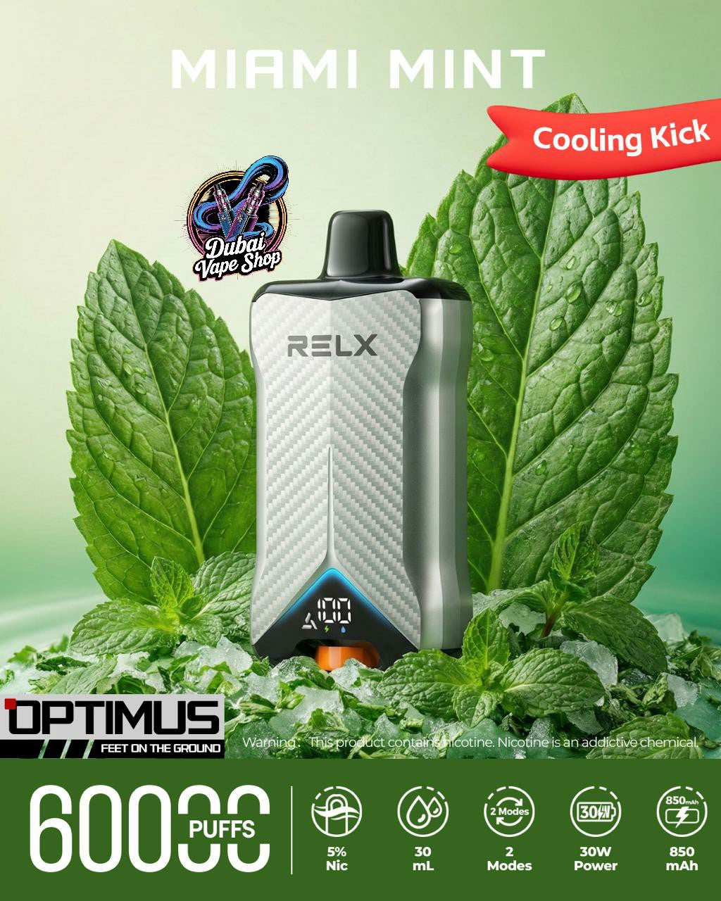RELX Optimus 60000 Puffs Disposable Vape 50mg in UAE