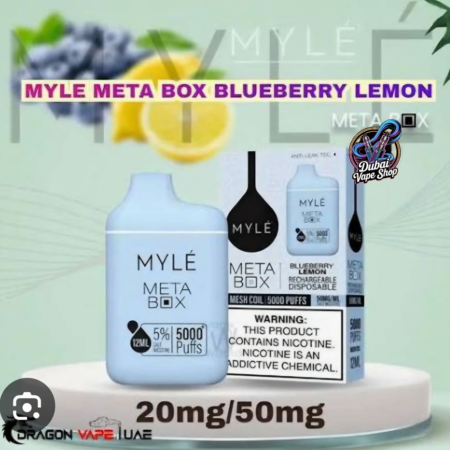 Myle Meta Box 5000 Puffs 20mg 50mg In UAE
